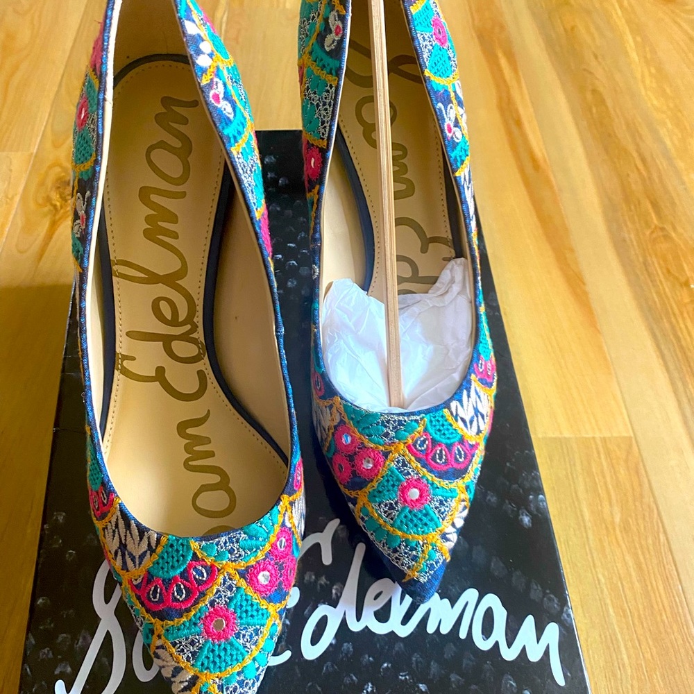 COPY - Sam Edelman pumps- hazel indigo embroidered